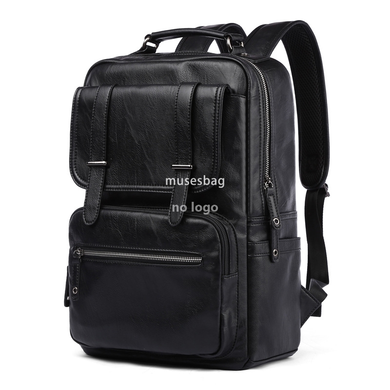 Korean men's pu leather backpack middle school students simple school bag fashion trend travel backpack youth casual men's bag