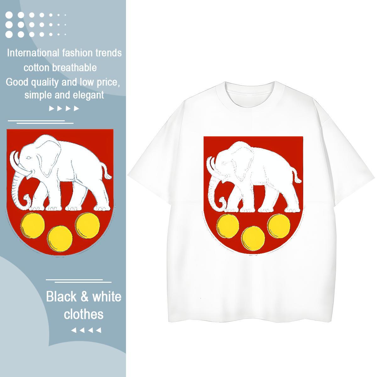 Unisex Men T Shirts elephant Short Sleeve O-Neck Daily Wear Floral Print 230g Cotton Men Tees New Designer Tops