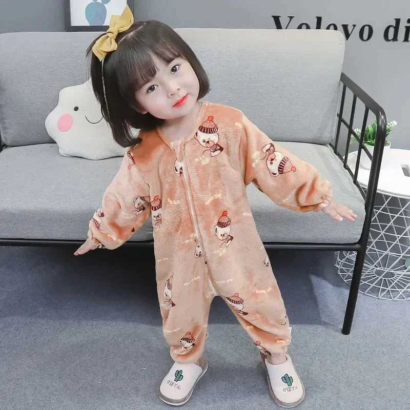 Baby Sleeping Bags Soft Warm Autumn Winter Coral Fleece Infant Romper Girl Boy Sleepwear Toddler Jumpsuit Christmas Gift 1-4 Y Y240814