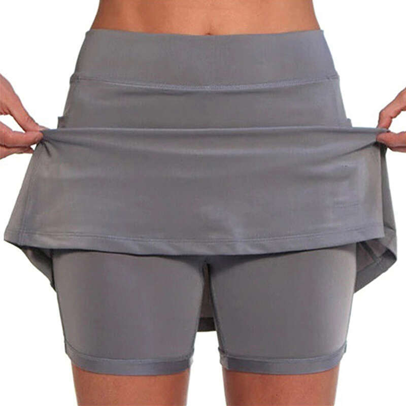Women's 1pcs Summer Slim High Waist Short Solid Color Running Skirt with Pockets Tennis Golf Sports Hot Workout Shorts s