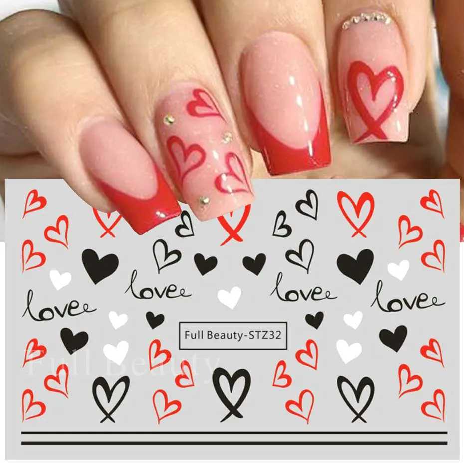 Valentine Nail Stickers Love Heart Decoration Cartoon Designs Water Decals Cute Bear Sliders For Nails 2024 Manicure Foil TipsXJ240814
