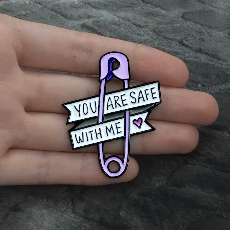 You and I are safe together Pin brooch hard enamel lapel pin backpack jacket bag accessories W240815