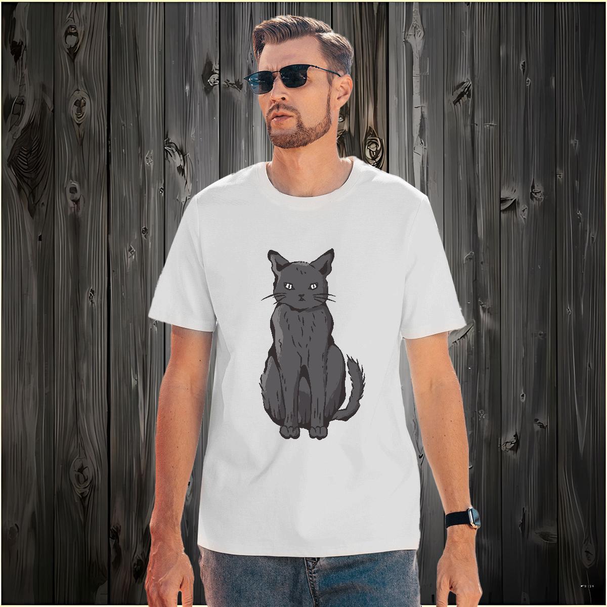 TOP Quality T Shirt For Man cat Crew Neck Daily Outfit Customized 230g 100% Cotton Tshirts 2024 Designer Tees Shirts