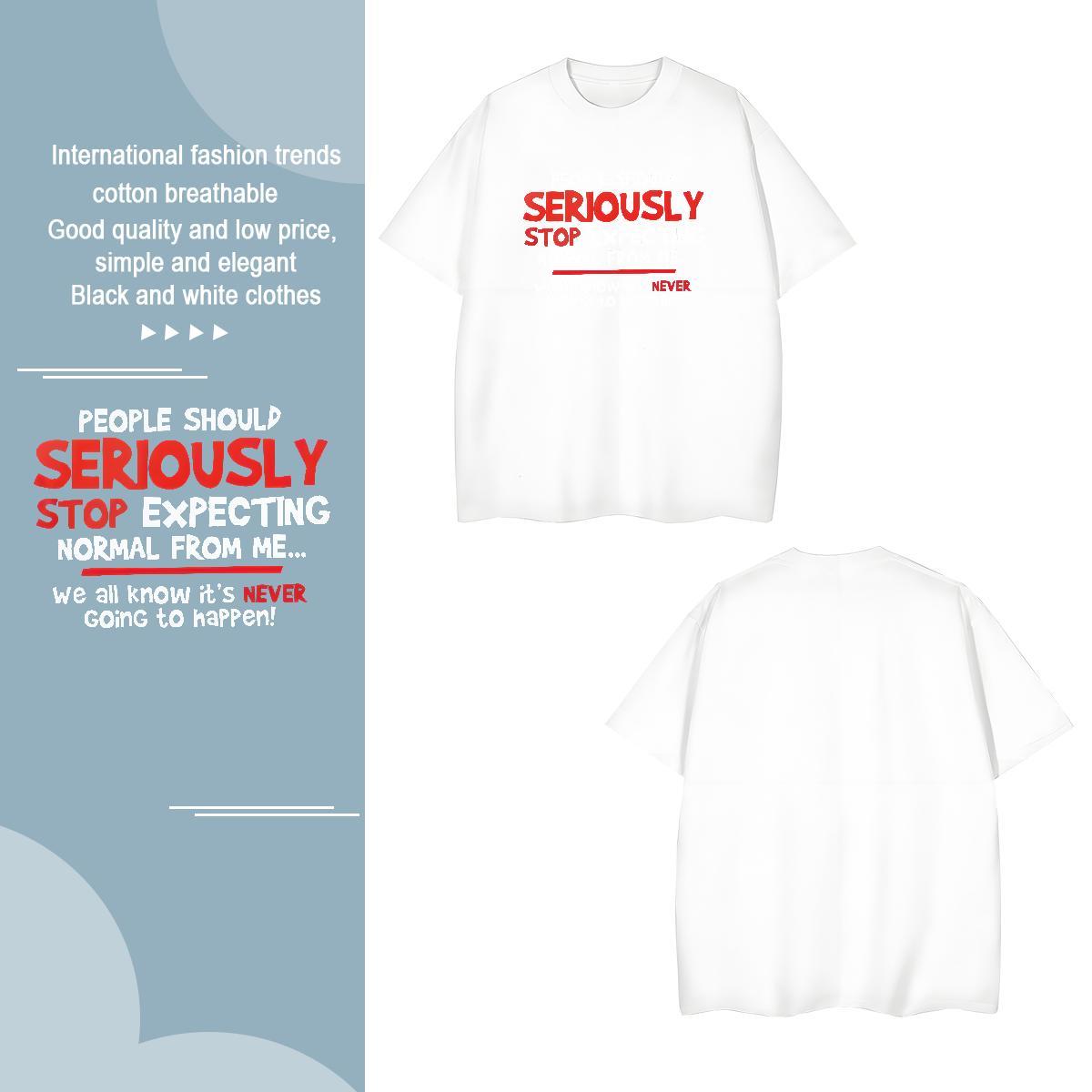Popular letter T-Shirts Outdoor Tshirts 230g Cotton 2024 Short Sleeve Soft DIY Anime Clothes