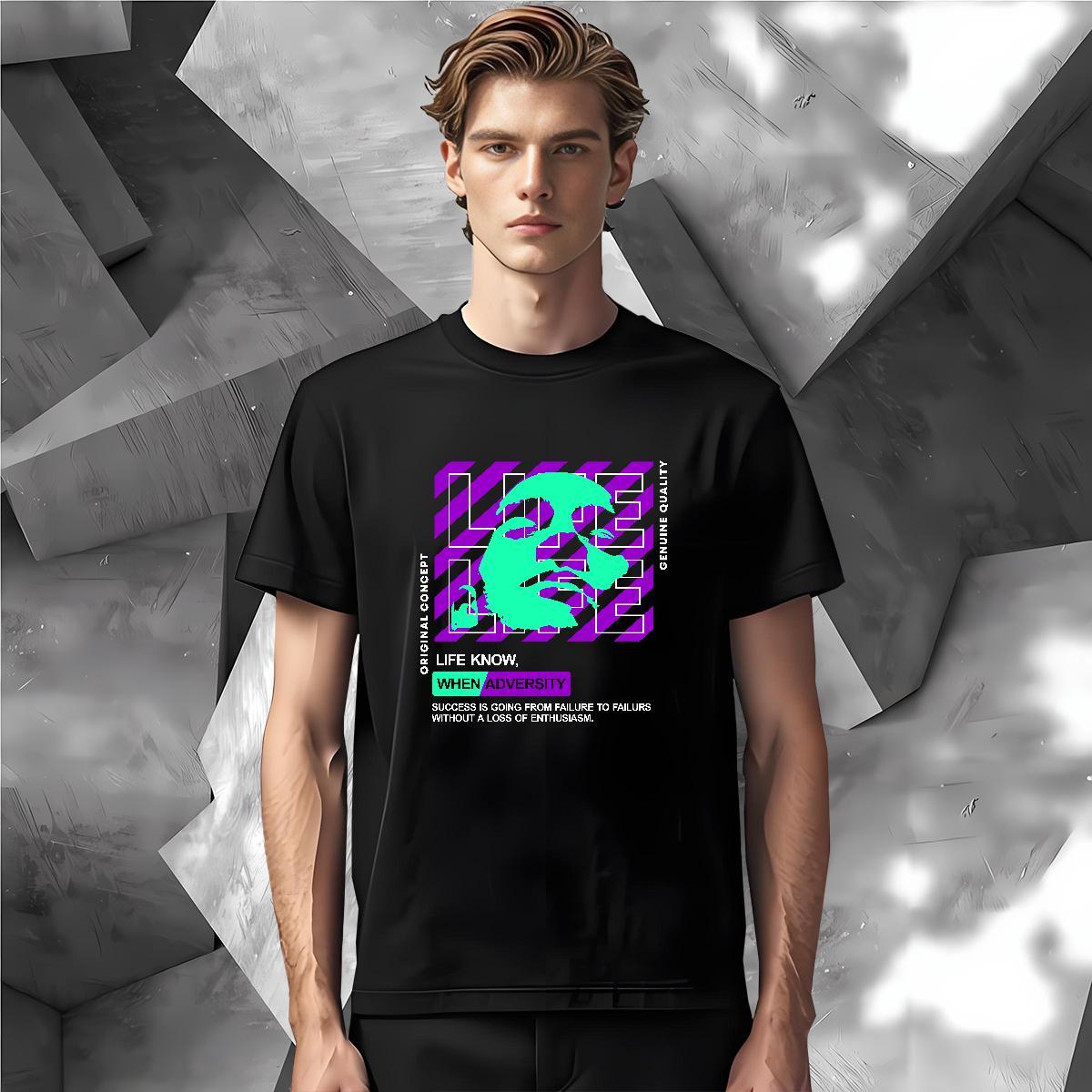 T Shirt For Man 230g Cotton icon Street Wear Crew Neck Anime Print Tshirt for Man Woman Custom Loose Tops Shirt