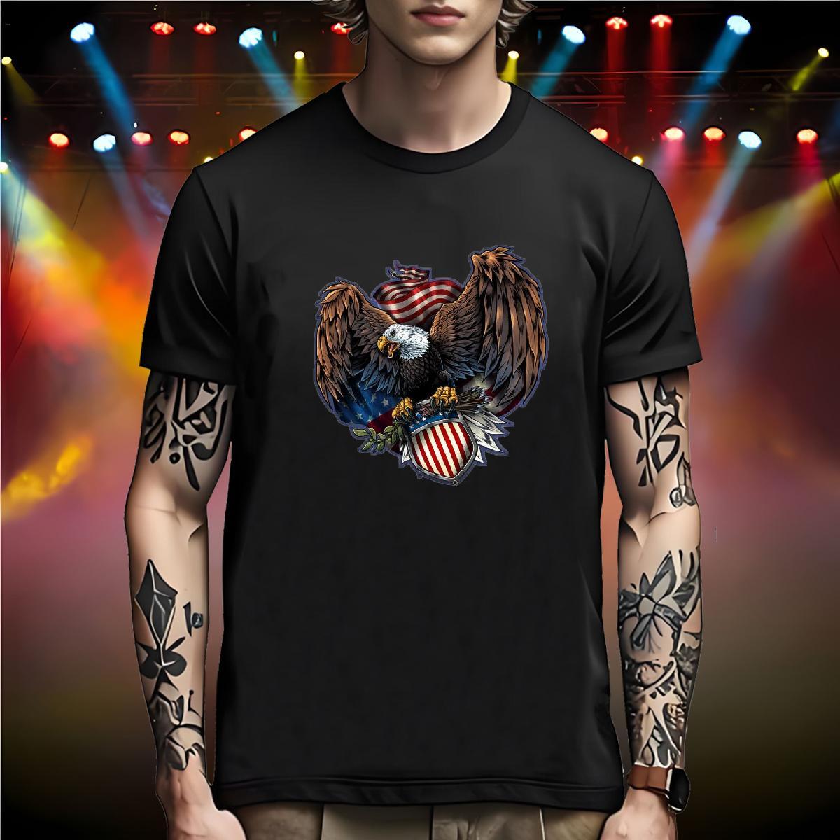 Popular Men T Shirts eagle Breathable Street Custom Printed 100% Cotton 230g Men Tees Classic Tops Tees