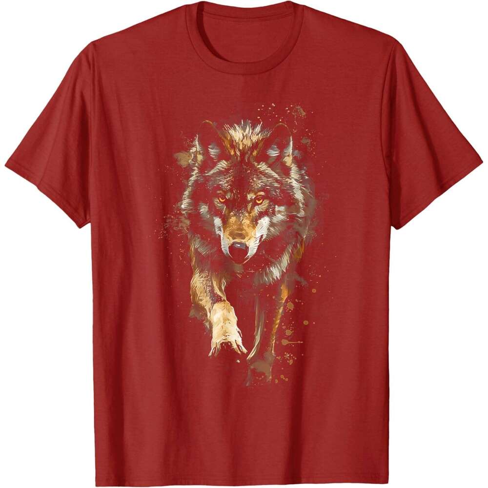 T shirt for Mens Oil Painting Of Wolf Running Gifts Funny Graphic Tees T-Shirt Shirts Tshirt Graphic Tee Casual Tops Clothes Short sleeve