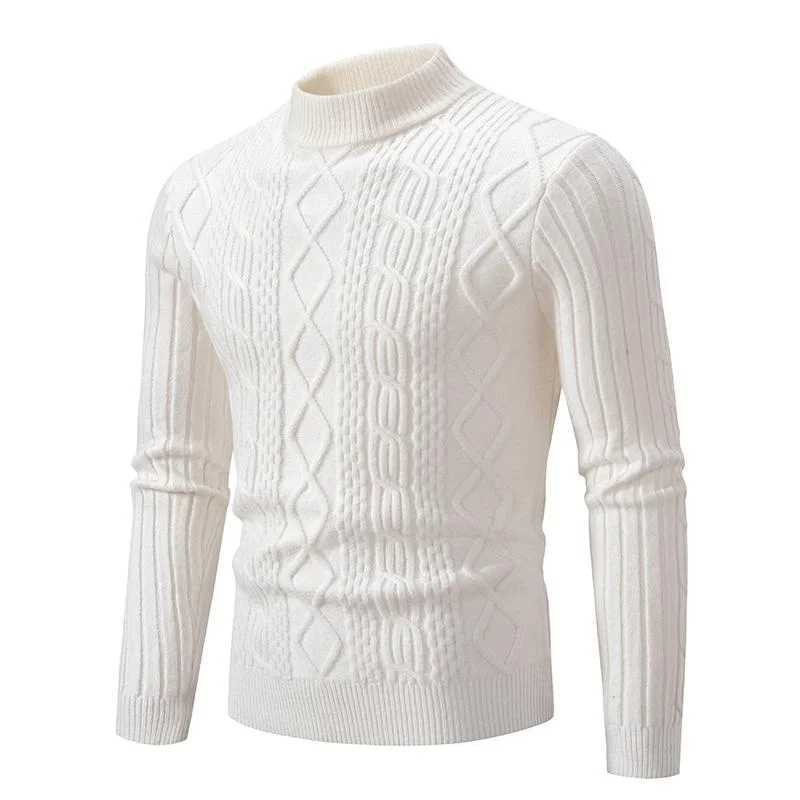 Autumn and Winter O-neck Pullover Warm Solid Color Mens Plaid Sweater Slim Jumper Mens Knitwear Warm Casual SweaterXJ240814