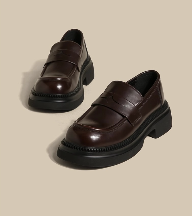 Women Shoes Leather Shoes Fashion Simple Style Lofter Shoes Black Free shipping