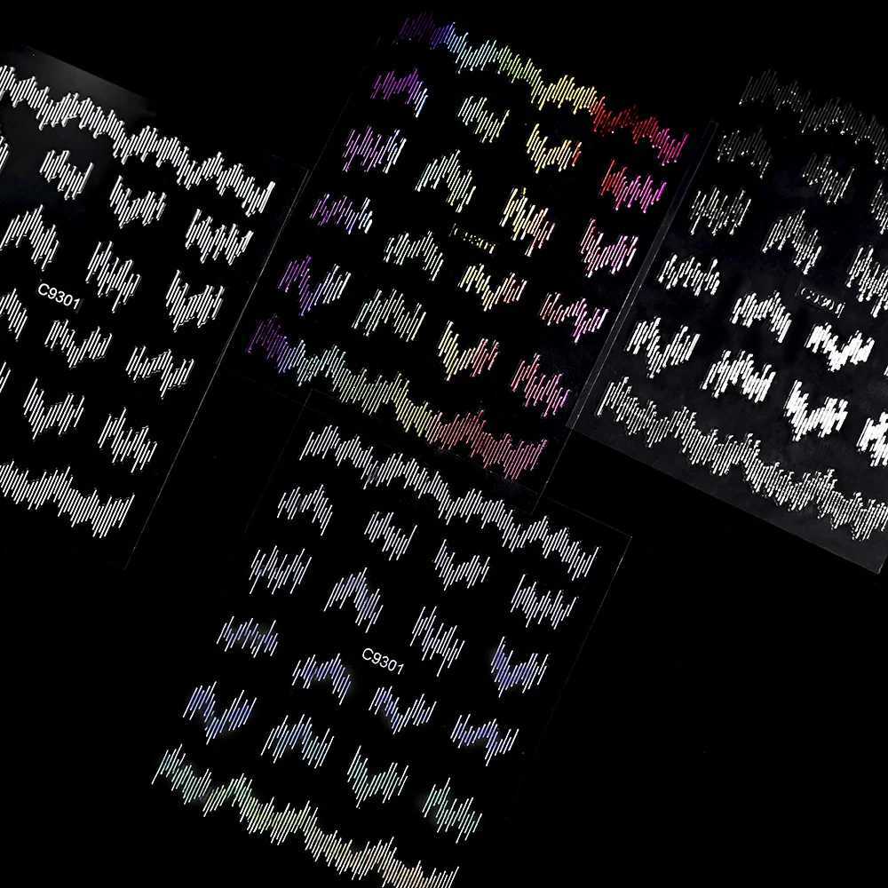 6Pcs Reflective Lines Nail Art Stickers 3D Gold Silver Filament Aurora Wave Strip Sliders Designs Club Shiny Manicure DecorationXJ240814
