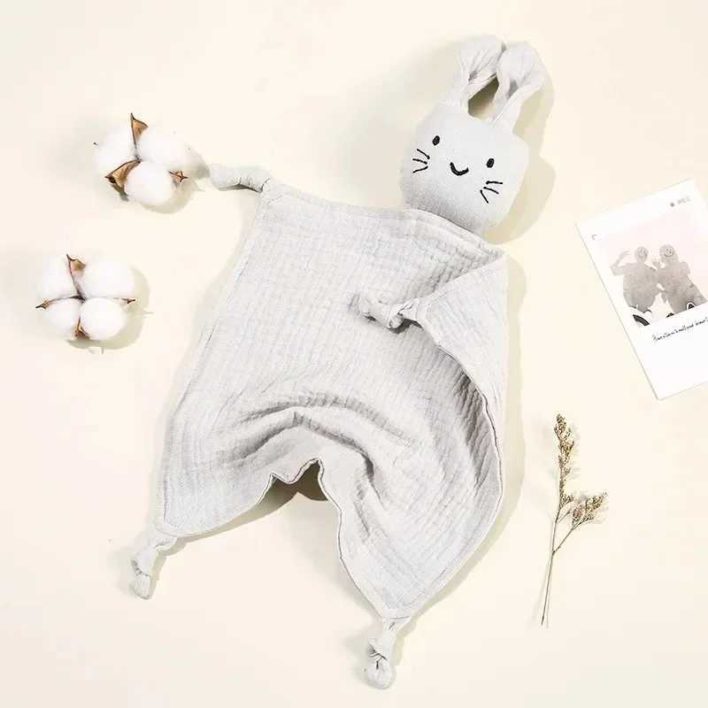 Baby Cotton Muslin Comforter Blanket Soft Newborn Sleeping Dolls Cute Cat Kids Sleep Toy Soothe Appease Towel Bibs Saliva Towel Y240815