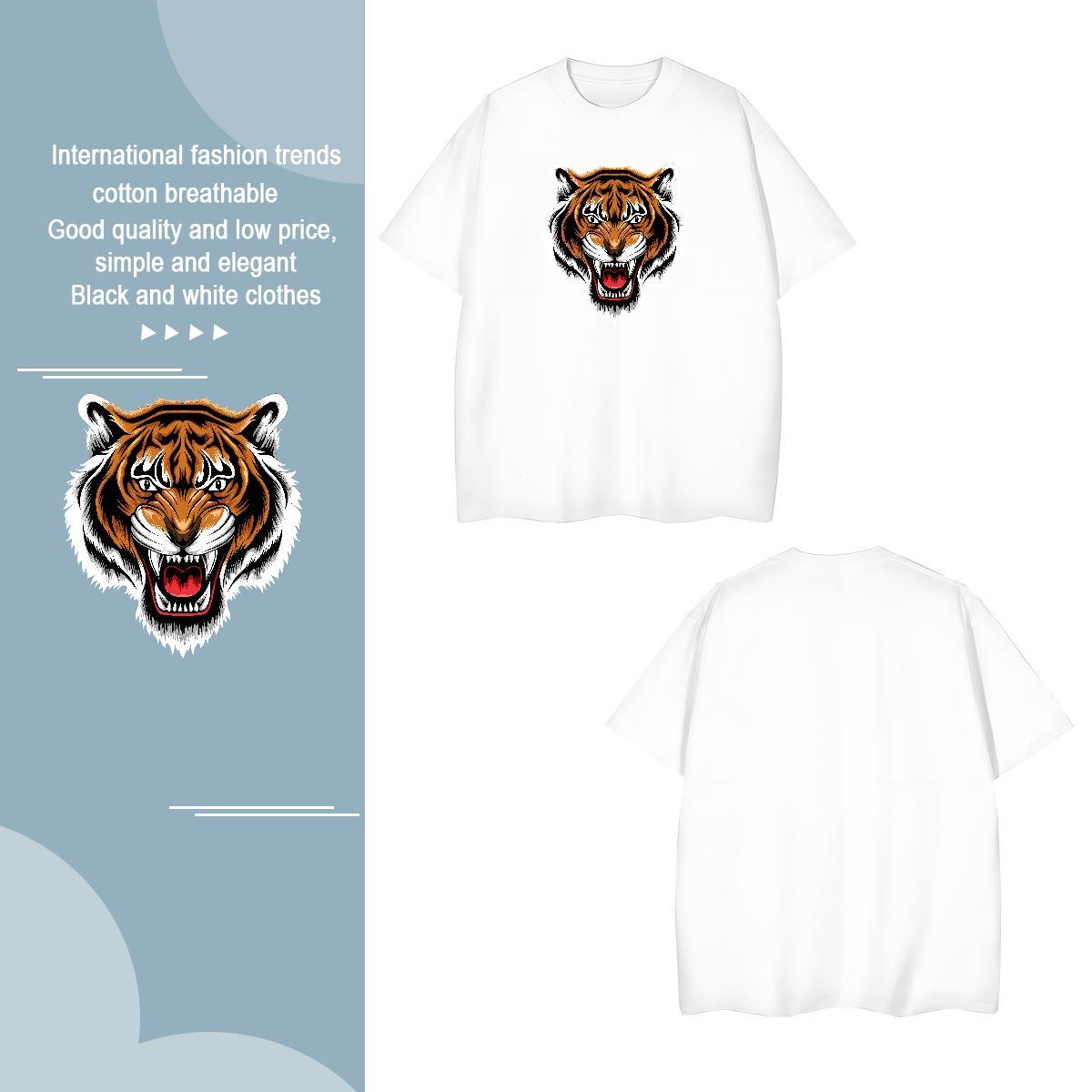 T Shirts Men 230g 100% Cotton tiger Home Outdoor Breathable Short Sleeve Customized Mens Tshirts DIY Customized Unisex Tees