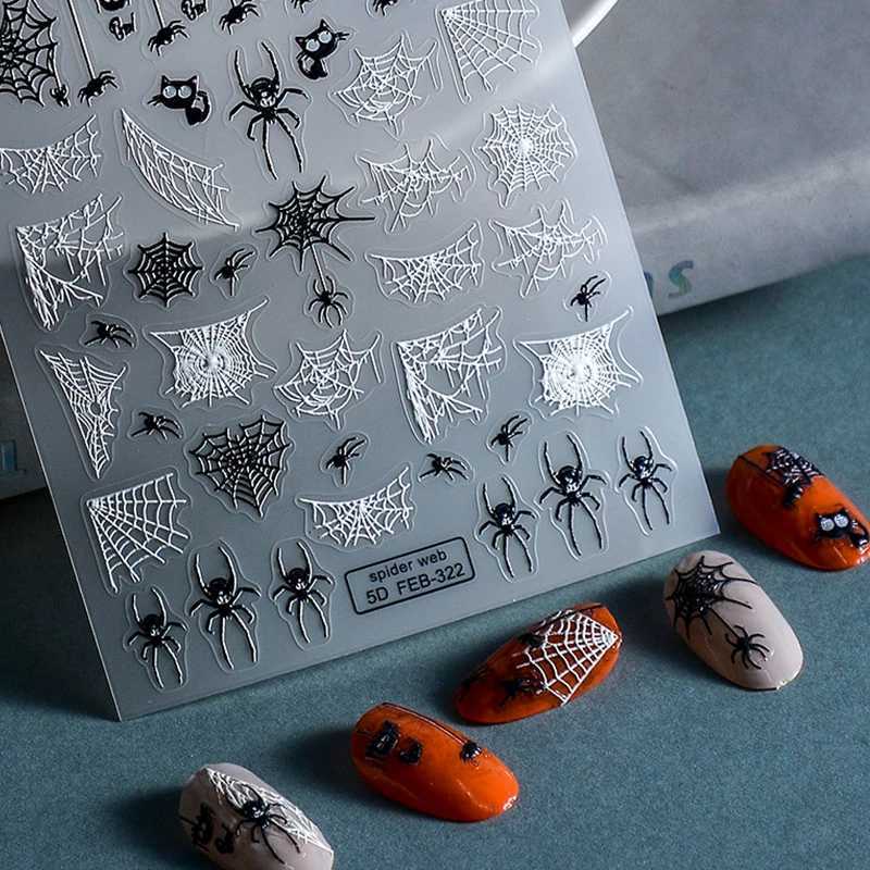 2023 Glowing In The Light Happy Festival Diy Manicure Design Self Adhesive Spider Halloween Nail Art StickerXJ240814