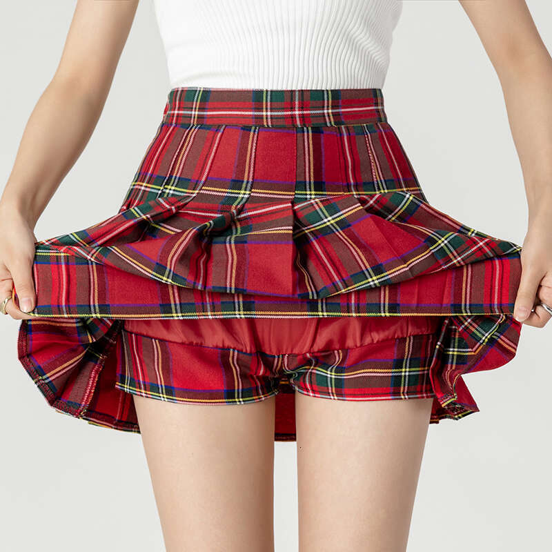 Summer New Fashion Women Skirt Vintage Plaided Pleated Faldas Female Jupe High Waist Mini Petticoat Tennis Skorts Ropa Mujer