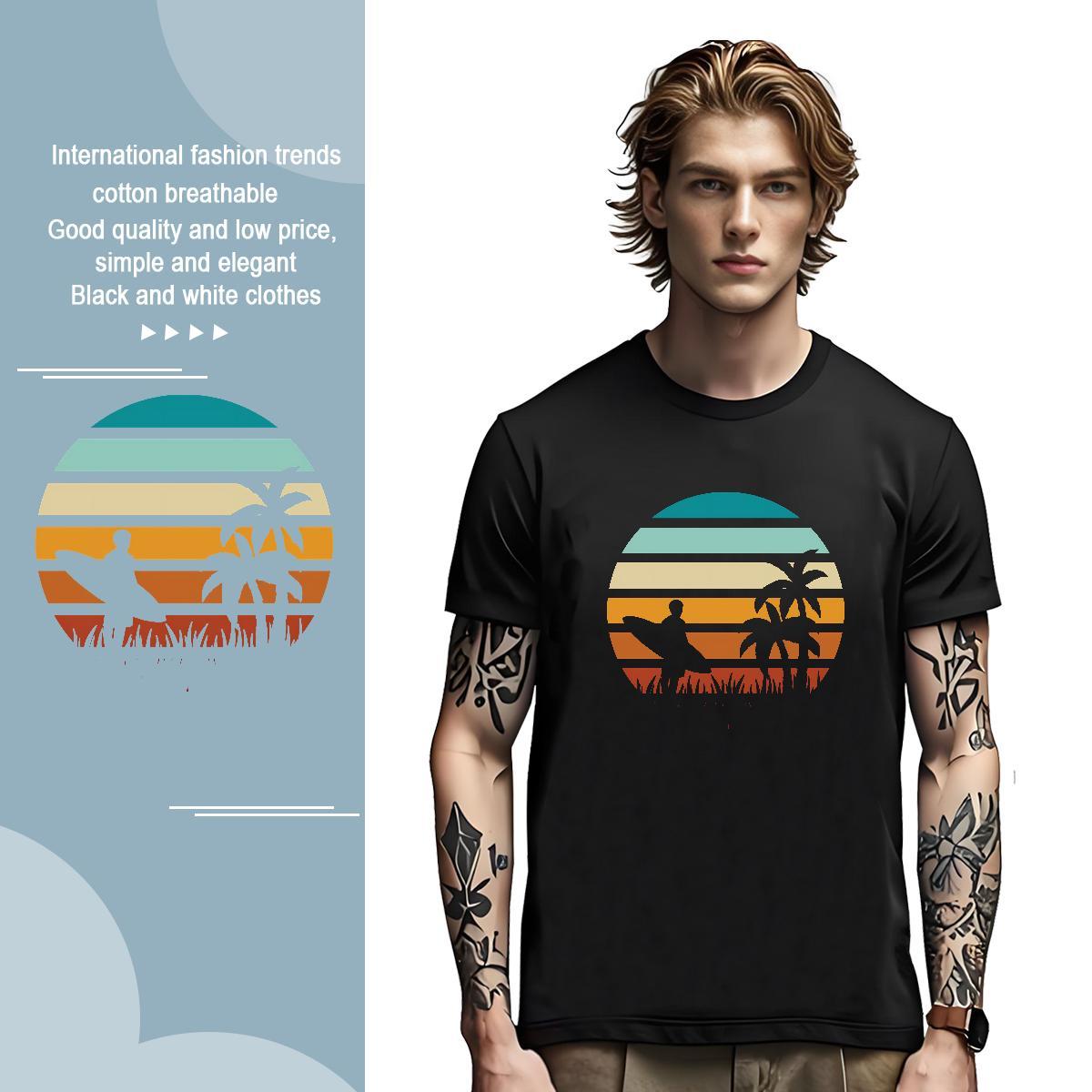 T-Shirts for Men 230g Cotton tree Street Casual Breathable DIY Anime Men Tees Wholesale Classic Clothings