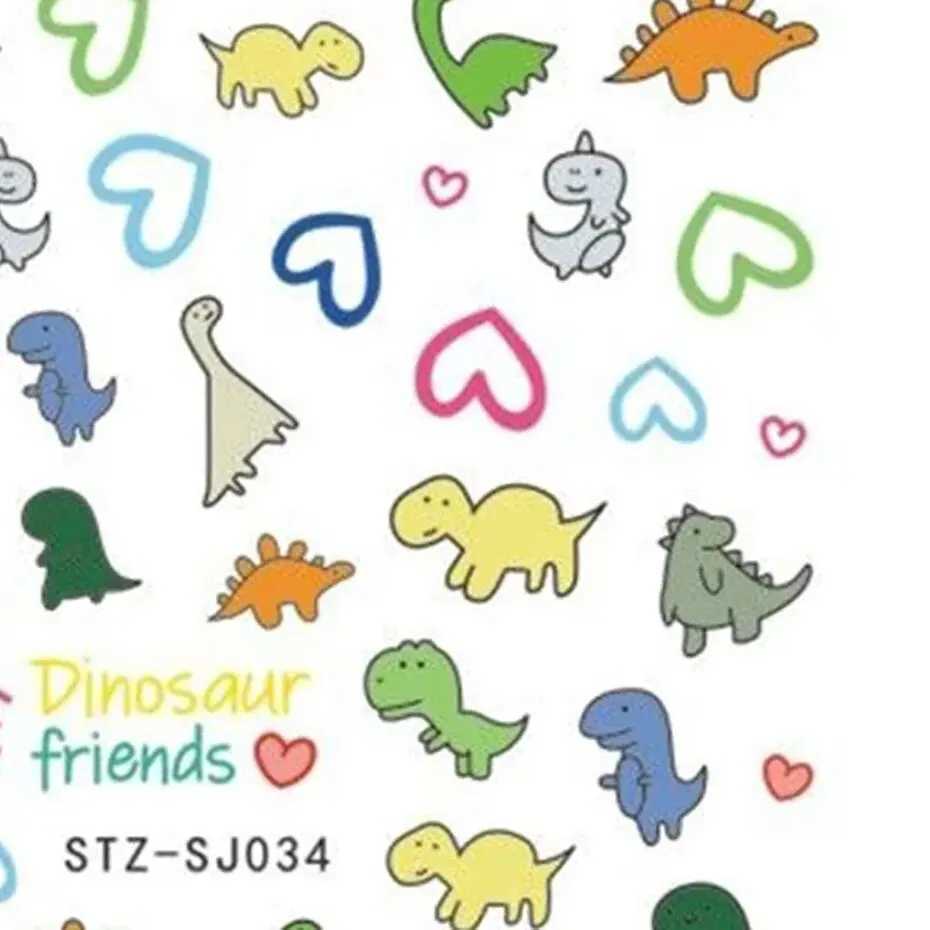 Colorful Cute Dinosaur Back Adhesive Nail Sticker Non-Toxic Odorless Girl Sticker Toy Three-Dimensional DecalXJ240814