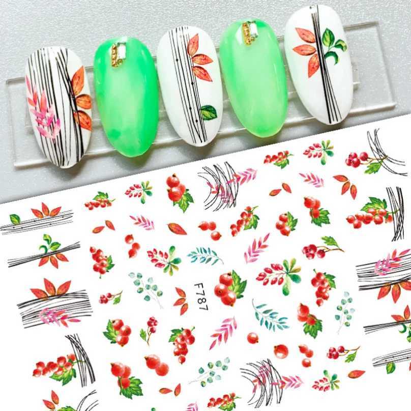 Summer Nail Art Stickers Cherry Fruit Lemon Decals Self Adhesive DIY Decals Nail Art Decoration Slider Manicure AccessoriesXJ240814