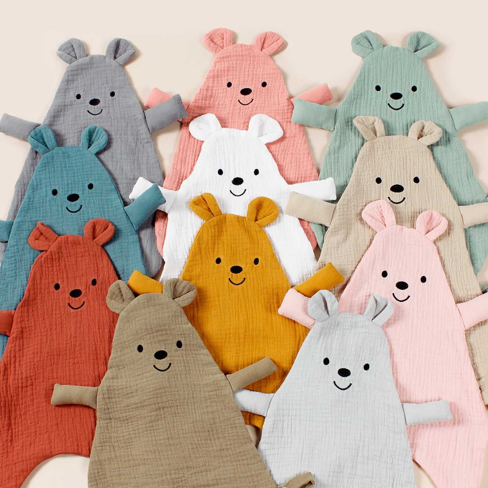 Cute Bear Baby Cotton Comforter Blanket Newborn Sleeping Dolls Rabbit Ears Sleep Toy Soothe Appease Towel Bibs Saliva Towel New Y240815