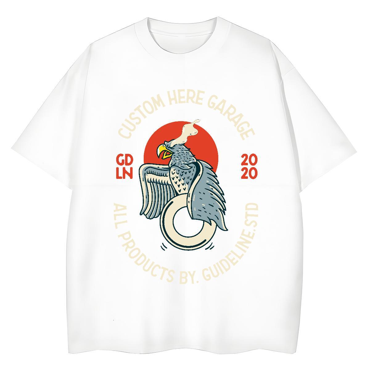 Cool Mens T Shirts eagle Breathable Short Sleeve Anime Printing Street Graphic 230g Pure Cotton Men Clothes T-Shirt Fashion Design Tops Shirt
