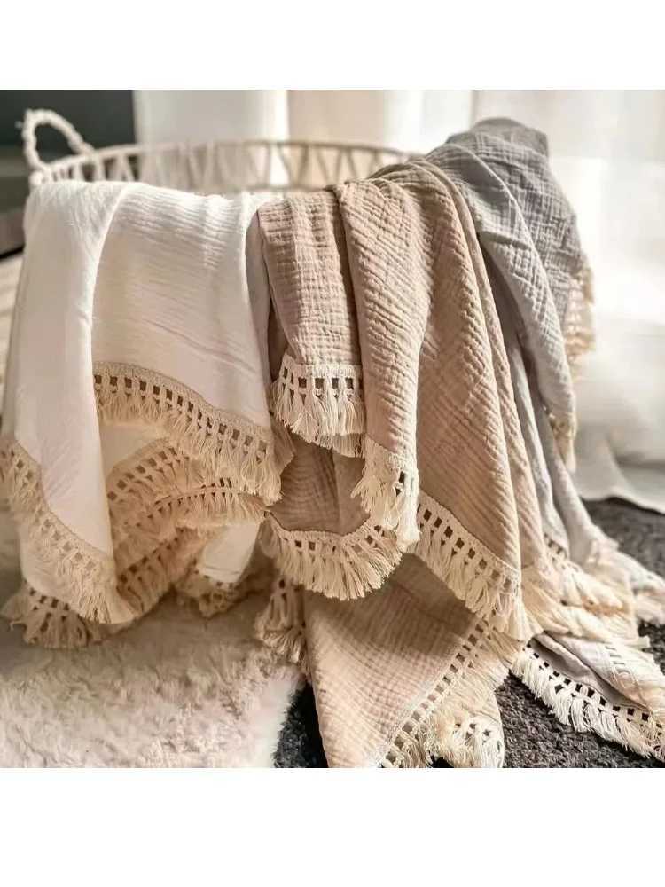 Embroidered Custom Name Cotton Muslin Swaddle Blankets for Newborn Baby Tassel Receiving Blanket Personalized Baby Name Blanket Y240815