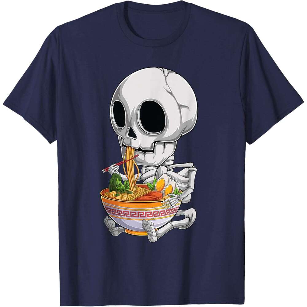 T shirt for Mens kawaii japanese anime Skeleton Halloween ramen Food Lovers T-Shirt Shirts Tshirt Graphic Tee Casual Tops Clothes Short sleeve 2025