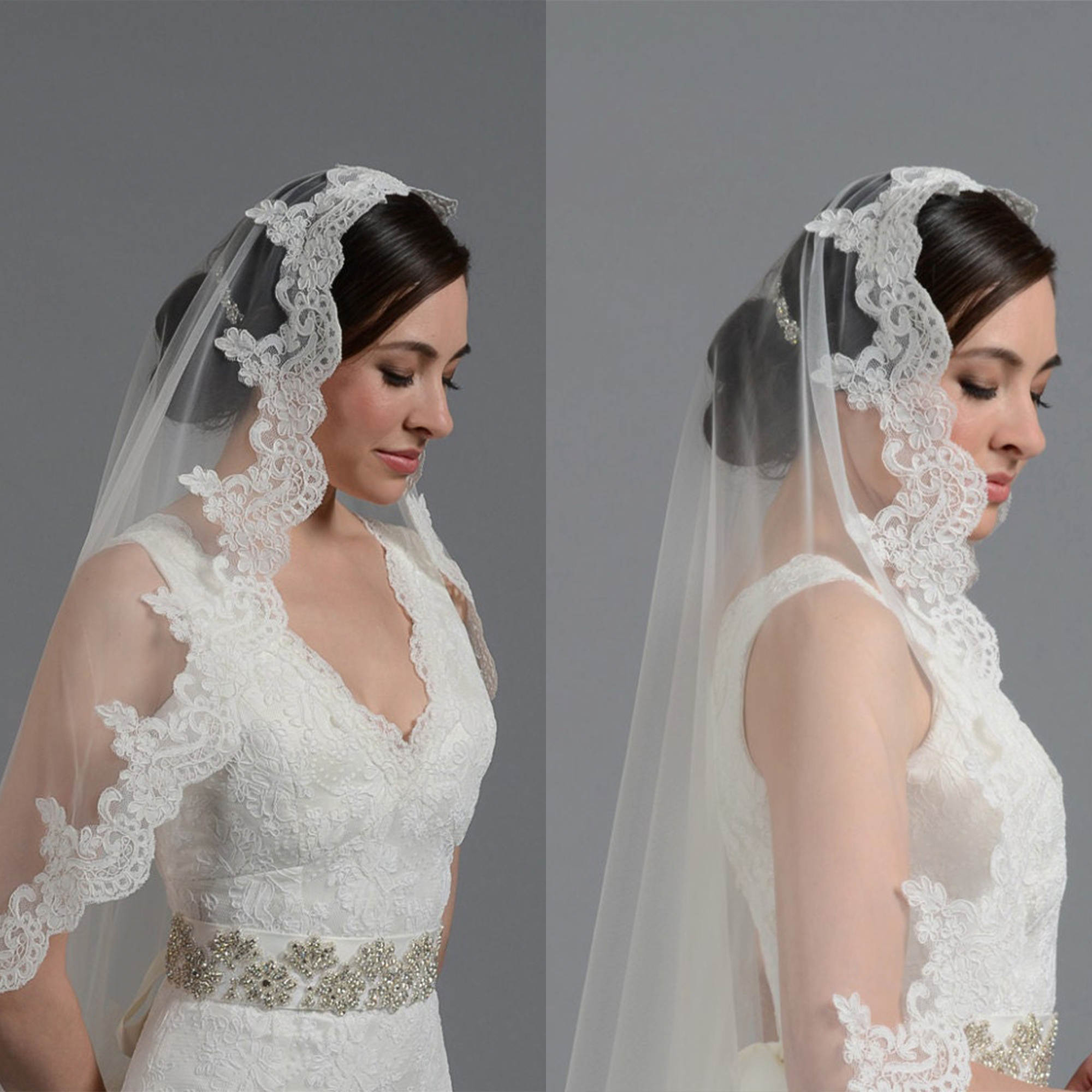 Simple Wedding Veil One Layer Long Fingertip Length Veils Appliques Edge Custom Made Bridal Accessories High Quality Elegant
