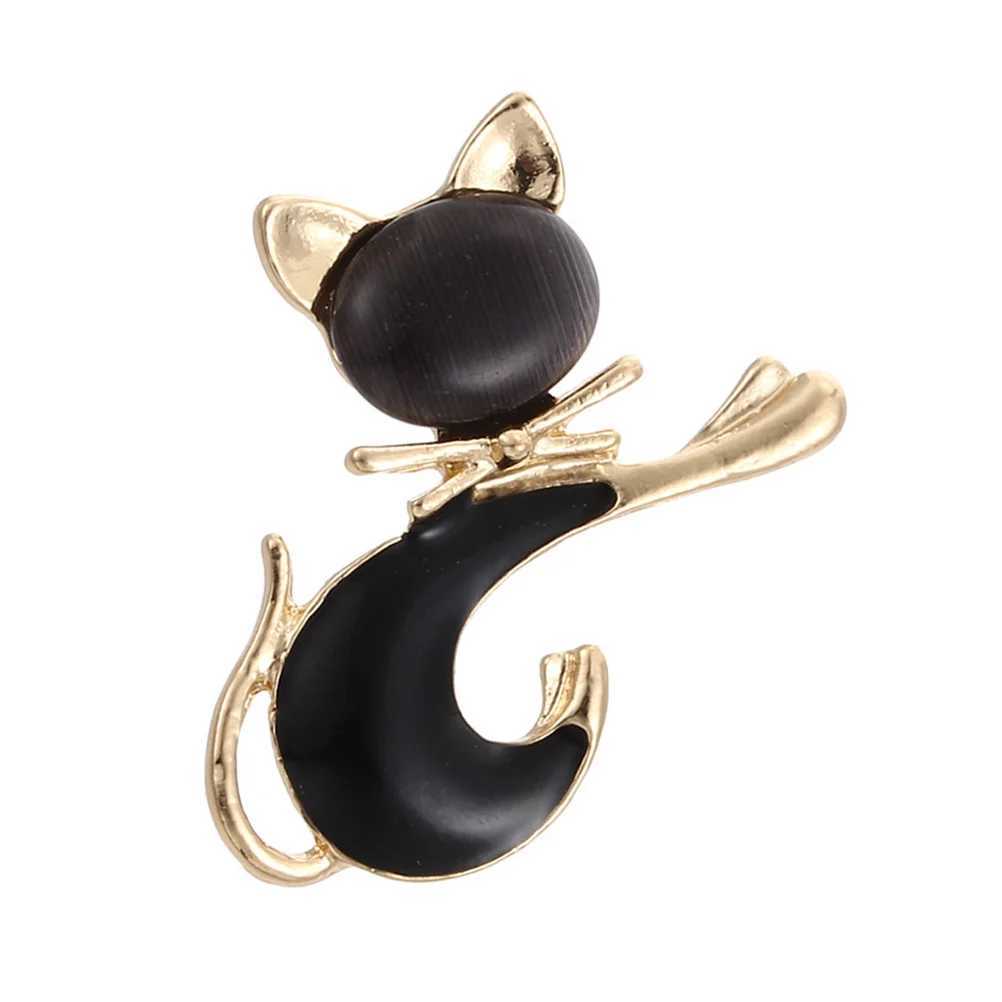 Elegant brooch alloy lapel brooch jewelry accessory brooch gift (black cat shaped) W240815