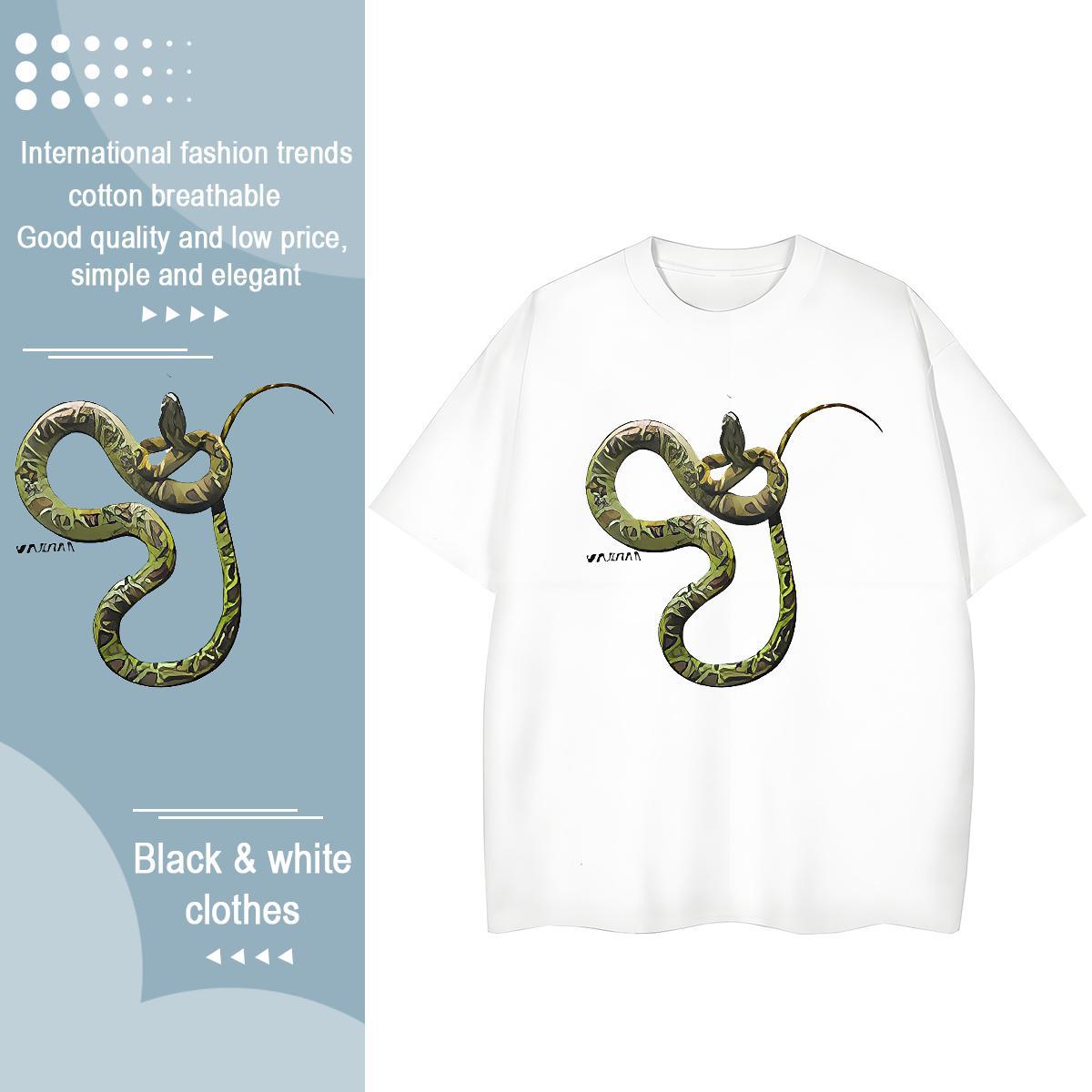 Cool Design T-Shirts for Men snake Breathable Crew Neck Street wear Hip Hop Customized Print 230g Pure Cotton Couples T Shirts Designer Fashion Tops S