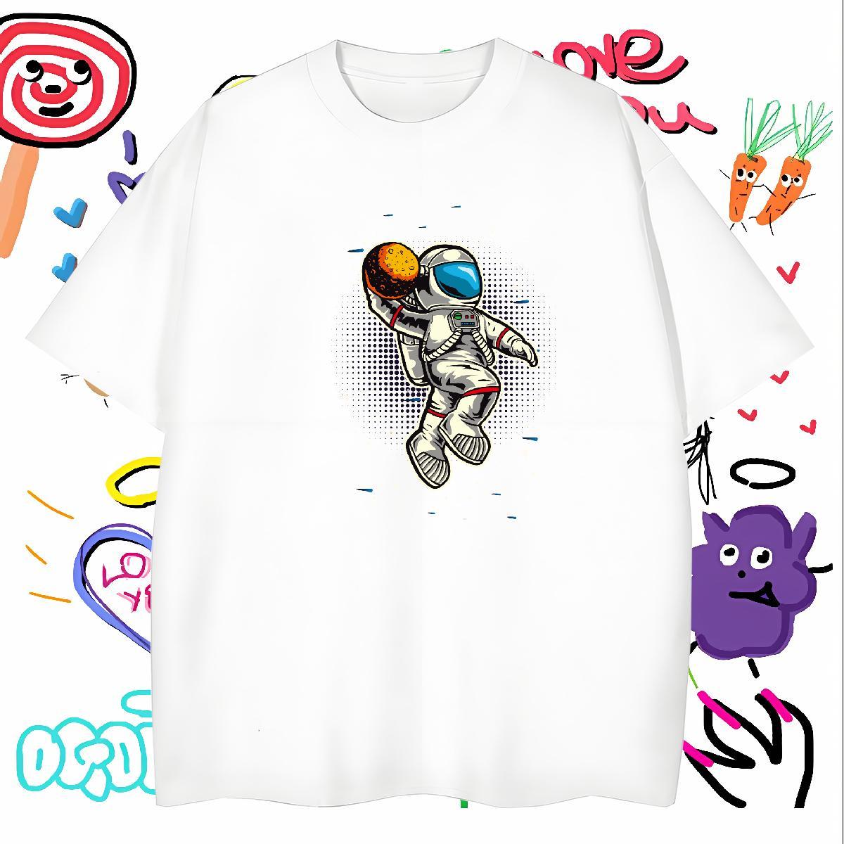 Mens T Shirts 230g 100% Cotton universe Street wear Hip Hop Breathable Soft Custom Printing Men Tops Tees Casual New Loose Fit Tee Shirt