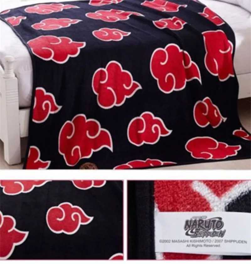 Anime Hokage Akatsuki Blanket Red Cloud Soft Warm Coral Fleece Throw Home Plush Bedroom Sheet Cosplay Winter Children Y240815