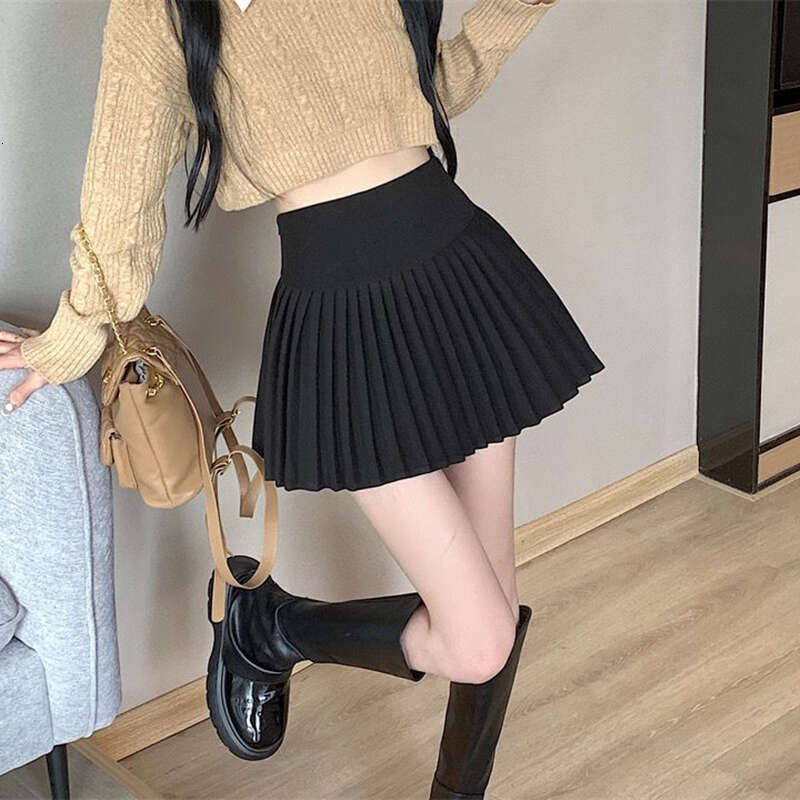 High-Waist Eleastic Pleated Skirt Women Solid Jk Pretty Style Cheerleader A-Line Tennis Sports Haruku Girl Dress