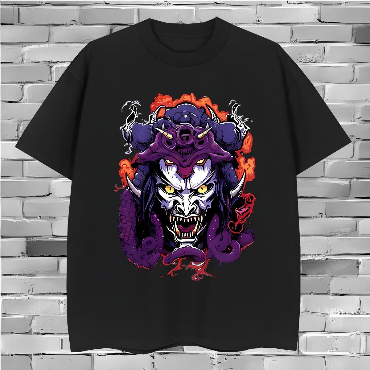Man T Shirts 230g 100% Cotton Terror, Purple Dragon,Flame Hip Hop Street Crew Neck Plus Size Custom Tshirts Designer Soft Tees Shirts