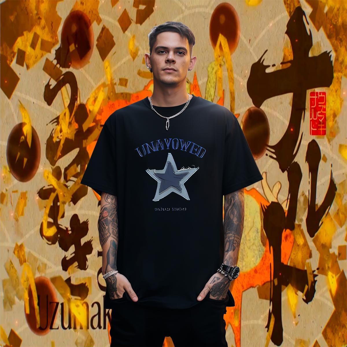 Loose Men Tshirts Anime Printing Street 100% Cotton 230g DIY Printed Round Neck Short Sleeve letter T Shirt For Man Fashion New Tees