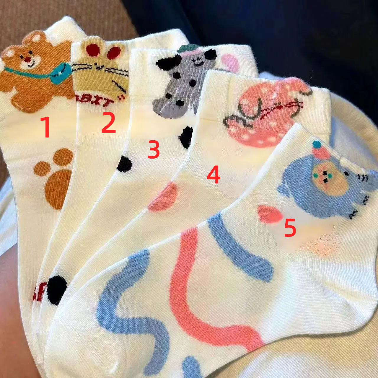 Summer thin socks children cute cartoon three-dimensional letters rabbit bear versatile college style ins trendy short tube socks