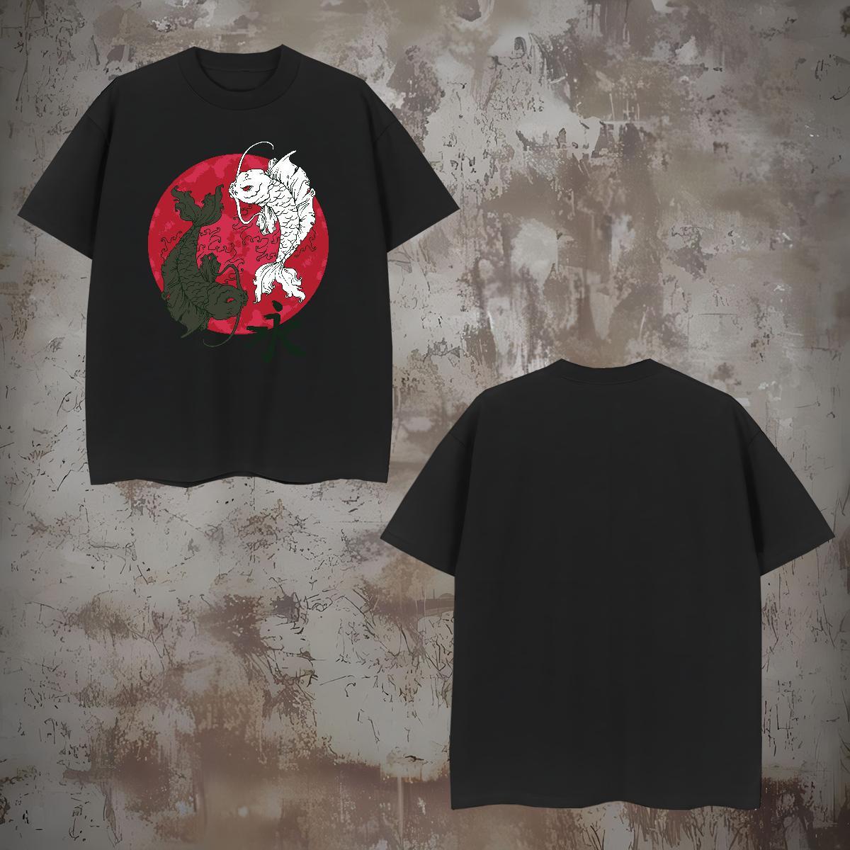 Loose Fit T Shirt For Man fish Short Sleeve O-Neck Beach Custom Cartoon 100% Cotton 230g Tshirt for Man Woman New Arrival Tops Tees