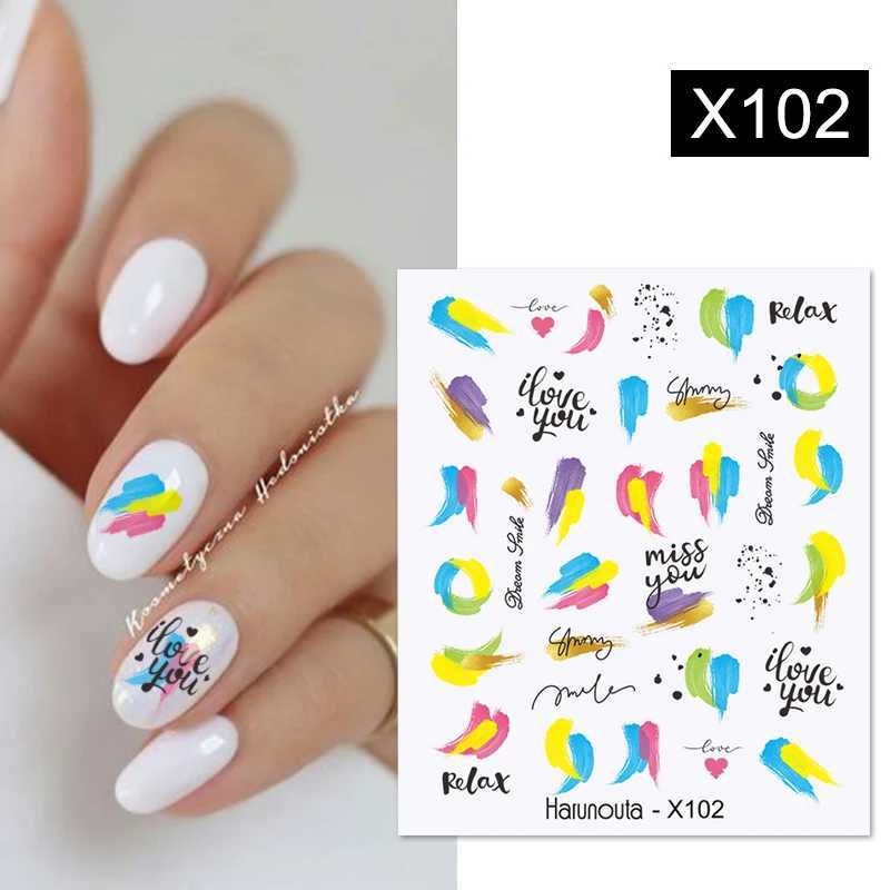 1PC Colorful Letter Nail Water Decals Colorful Flower Leaf Water Transfer Sliders Nail Stickers For Nails Manicures Nail WrapsXJ240814