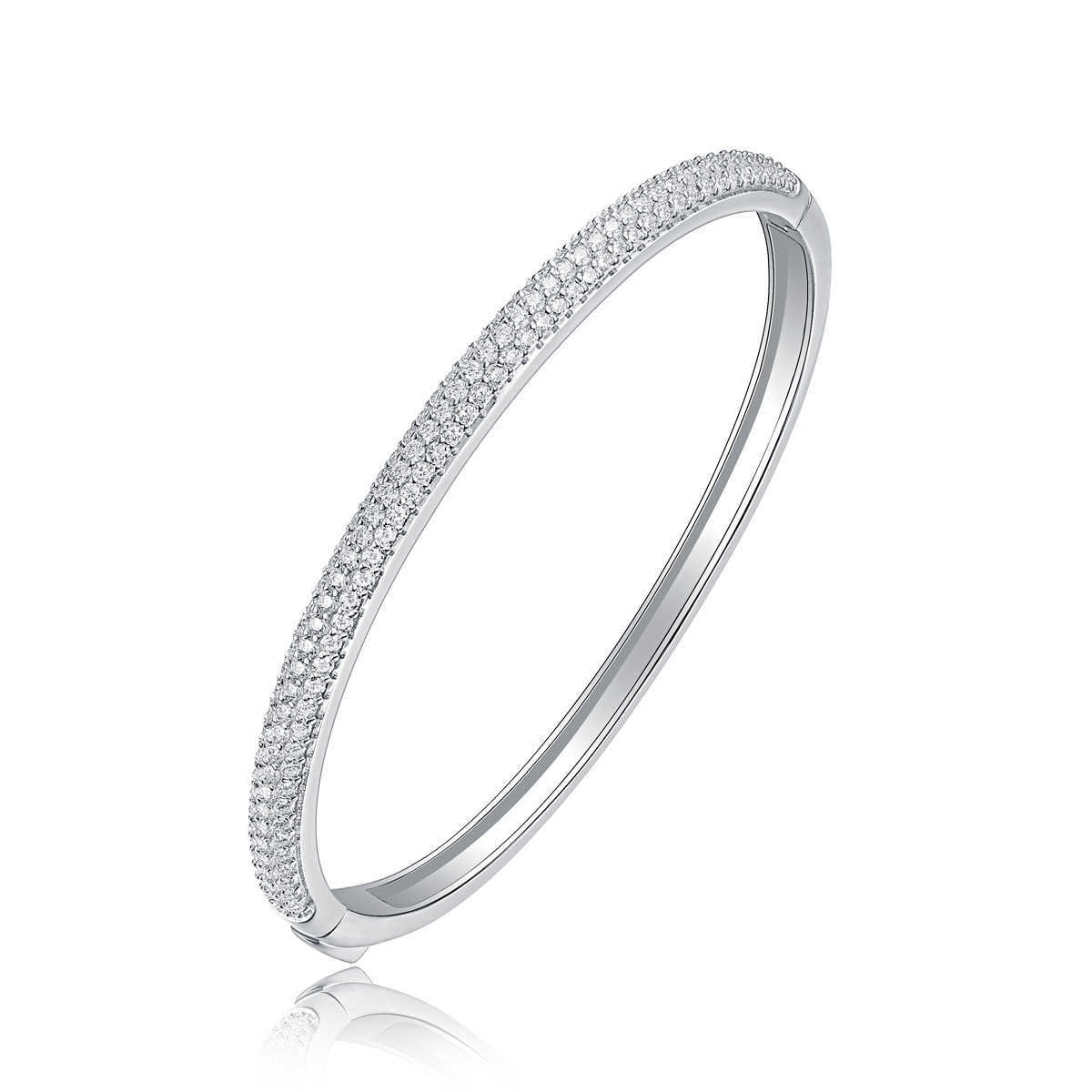 Women fashion jewelry 925 sterling silver moissanite bangle bracelet 18K white gold plated