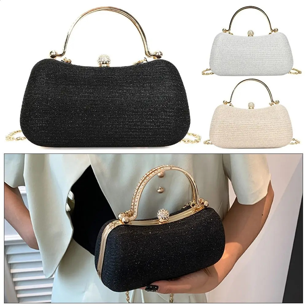 1Pcs Wedding Bridal Beaded Women Evening Bag Chain Shoulder Handbags Elegant Rhinestones Clutch Egg Shape Evening Bag 240813