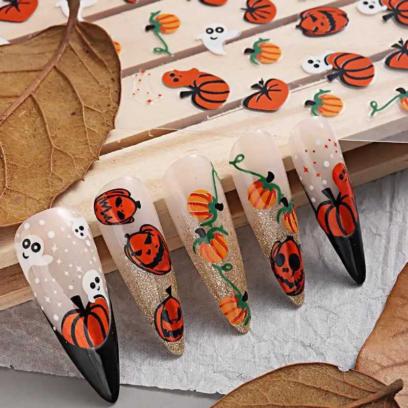 Halloween Party Nail Accessories Bright Colors Anti-rubbing Halloween Nail Decoration Nail Stickers Not Easy To Fall Off CartoonXJ240814