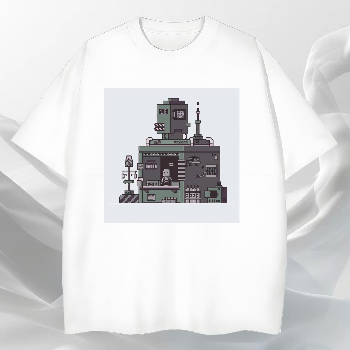 Cool Design Couples T Shirts Hip Hop Street 100% Cotton 230g DIY Logo Oversized Round Neck Short Sleeve robot T shirt 2024 DIY Polos