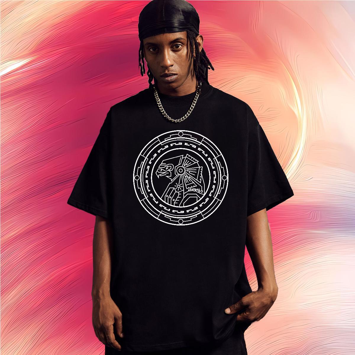 T-Shirts for Men 230g Cotton Geometric line Daily Outfit Pure Cotton DIY Printed Mens Tshirts DIY Customized Loose Fit Clothes