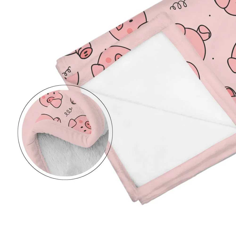 Cute Pig Pink Fleece Blanket Soft Warm Bedroom Throw Blanket on Bed Sofa Bedding Travel Sherpa Blankets for Adult Kids Quilt Y240815