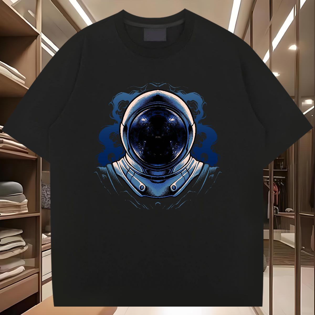 Men T Shirts 230g 100% Cotton cosmonaut Home Outdoor Crew Neck White Plus Size Men Clothes T-Shirt Fashion New Wholesale Tee Shirt