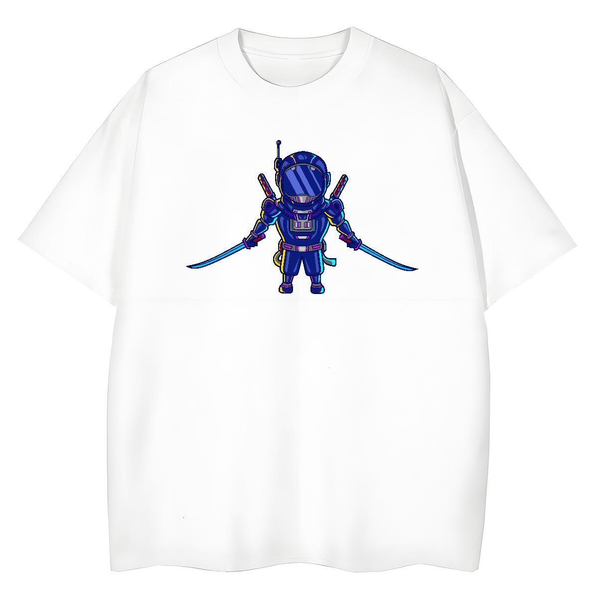 Loose Men Tshirts Anime Printing Street 100% Cotton 230g Oversized 3XL 4XL Short Sleeve O-Neck robot T-Shirts Custom Tops Shirt