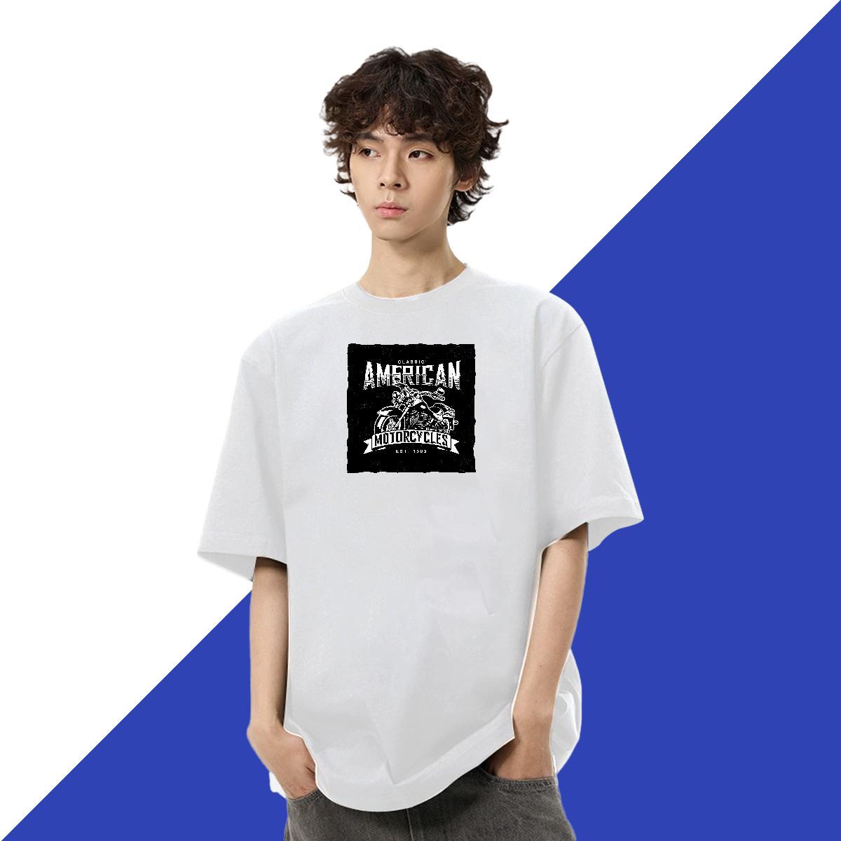 Soft Tshirt for Man Woman Daily Outfit 230g Cotton DIY Anime Short Sleeve O-Neck Motorcycle Men T Shirts 2024 DIY Clothes