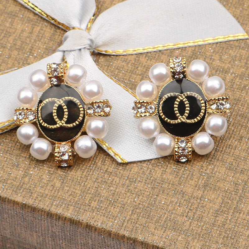 Mixed Simple Gold color Sier Designers Stud Geometric Famous Women Crystal Rhie Pearl Earring Wedding Party Jewerlry