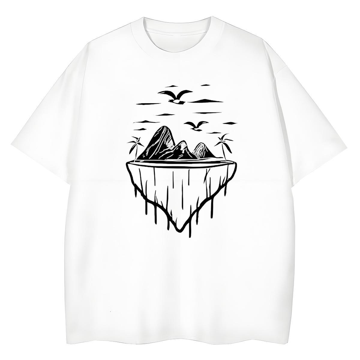 Comfortable Mens Tshirts Sports Casual 230g Pure Cotton Black Oversized O Neck Short Sleeves mountains T-Shirts for Men Customized Clothings