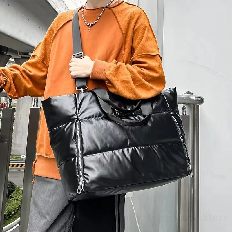 Winter Womens Fashion Handbag Large Capacity Thickened Quilted Coat Bag Pillow Silver Shoulder Armpit 240814