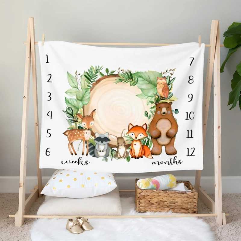Baby Monthly Growth Record Blanket Newborns Milestones Blanket Photography Props Lovely Infants Photoshoots Backdrops Y240815