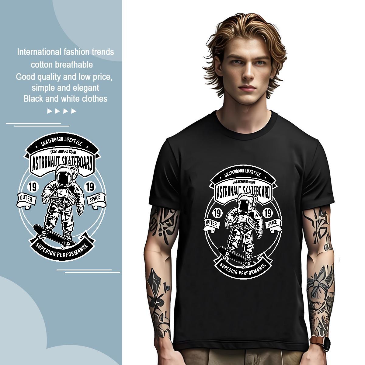 T-Shirts for Men 100% Cotton 230g universe Outdoor Pure Cotton Custom Printed Men Tees 2024 DIY Classic Tshirts